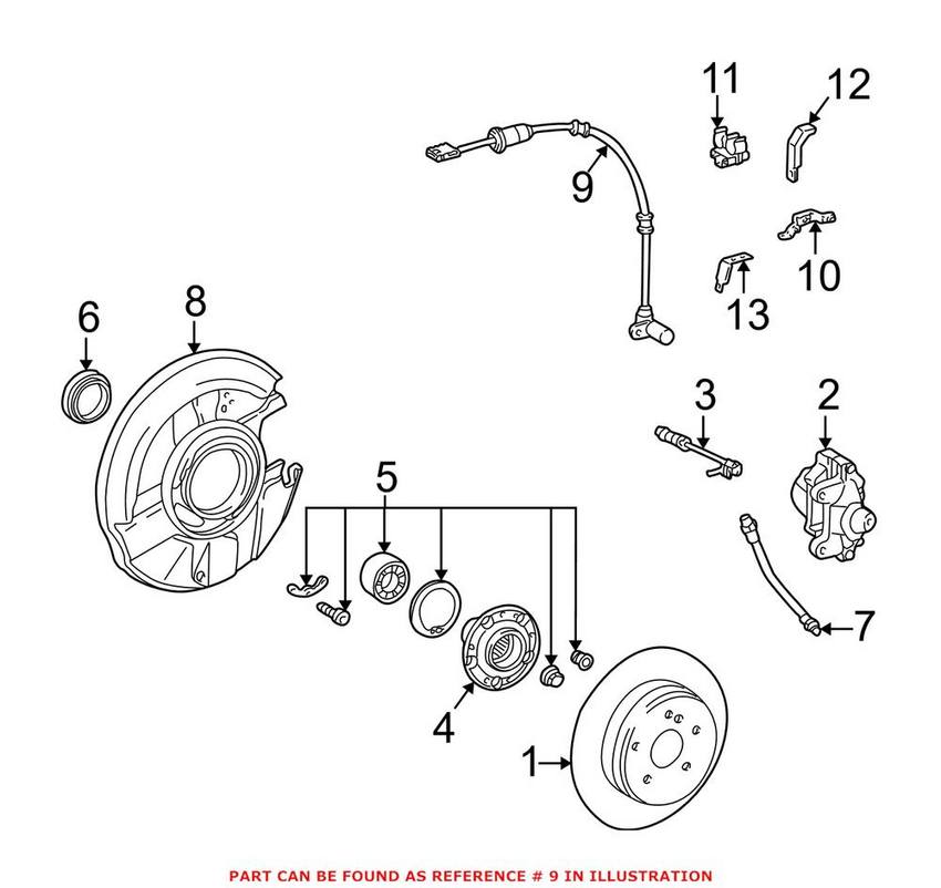 Mercedes ABS Wheel Speed Sensor - Rear Passenger Right 1705401317